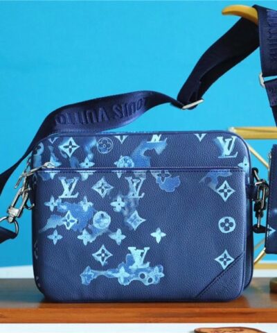 Louis Vuitton Trio Messenger Ink Watercolor Blue For Men, Men's Bags, Shoulder And Crossbody Bags 9.5in/25cm LV M57840