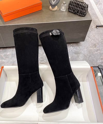Hermes High Heel Boots Black For Women 3.54in/9cm