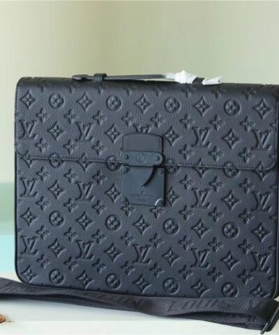 Louis Vuitton S-Lock Briefcase Taurillon Monogram Black For Men, Men's Bags, Shoulder And Crossbody Bags 15.4in/39cm LV M20835