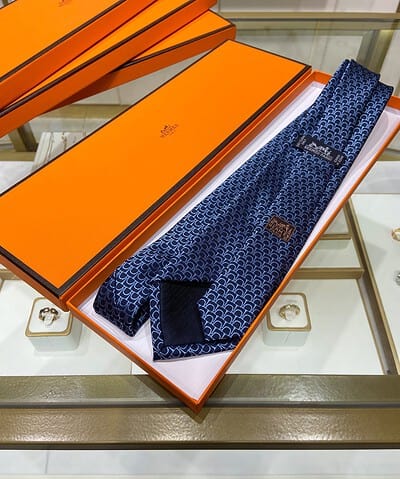 Hermes Tie 7 Horseshoes Tie Marine Hermes Men Tie