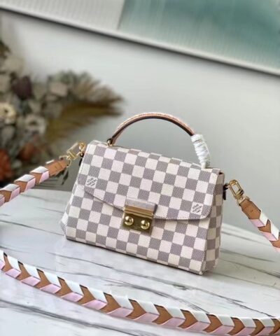 Louis Vuitton Croisette Damier Azur Canvas Pink For Women, Women's Handbag, Shoulder And Crossbody Bags 9.8in/25cm LV N50053