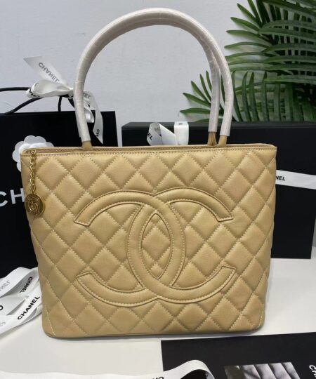 Chanel Medallion Tote Shoulder Beige Bag For Women 29cm/11.4in