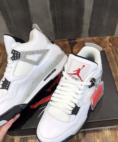 Nike Air Jordan 4 Retro White Cement Sneaker For Men, Men's Shoes