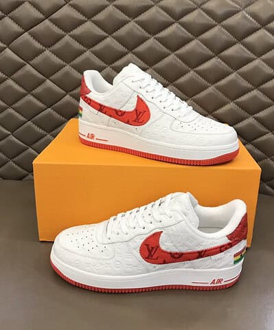 Louis Vuitton And Nike “Air Force 1” By Virgil Abloh White-Red For Men, Men's Shoes