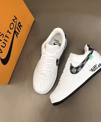 Louis Vuitton And Nike “Air Force 1” By Virgil Abloh White-Black For Men, Men's Shoes