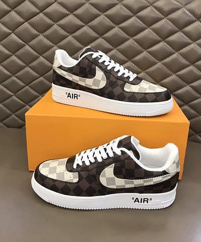Louis Vuitton And Nike “Air Force 1” By Virgil Abloh Brown-White For Men, Men’s Shoes