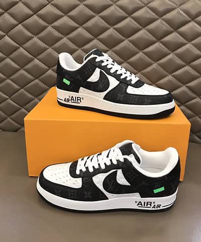 Louis Vuitton And Nike Air Force 1 By Virgil Abloh Black-White For Men