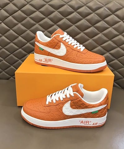Louis Vuitton x Nike "Air Force 1" By Virgil Abloh in Orange and White Sneaker For Men, Men's Shoes