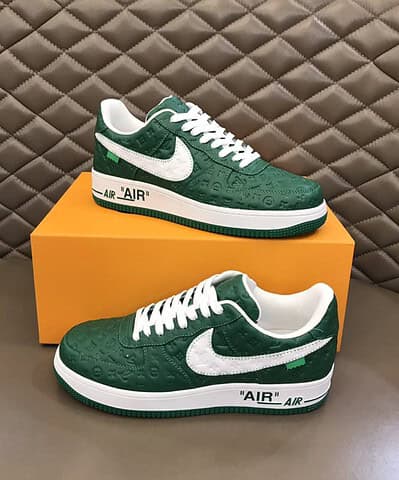 Louis Vuitton x Nike "Air Force 1" By Virgil Abloh in Green and White Sneaker For Men, Men's Shoes