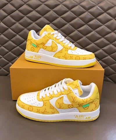 Louis Vuitton And Nike “Air Force 1” By Virgil Abloh White/Yellow For Men, Men's Shoes