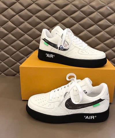 Louis Vuitton And Nike “Air Force 1” By Virgil Abloh White-Black For Men, Men's Shoes