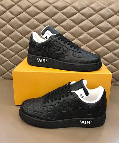 Louis Vuitton And Nike “Air Force 1” By Virgil Abloh Full Black For Men, Men's Shoes