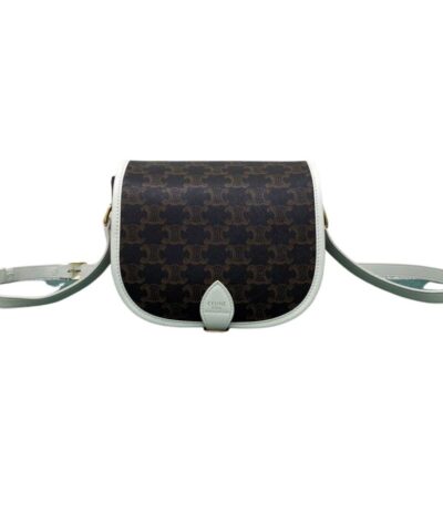 Celine Medium Folco Bag In Triomphe Canvas With Celine Print Black And White For Women 7in/18.5cm