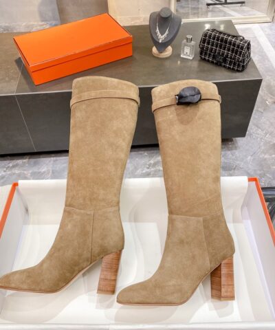 Hermes High Heel Boots Brown For Women 3.54in/9cm