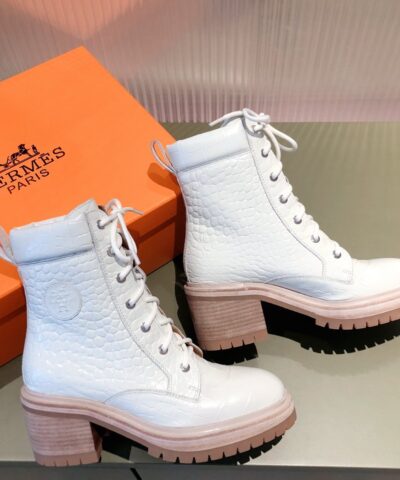 Hermes Fresh Ankle Boot White For Women 1.6in/4cm