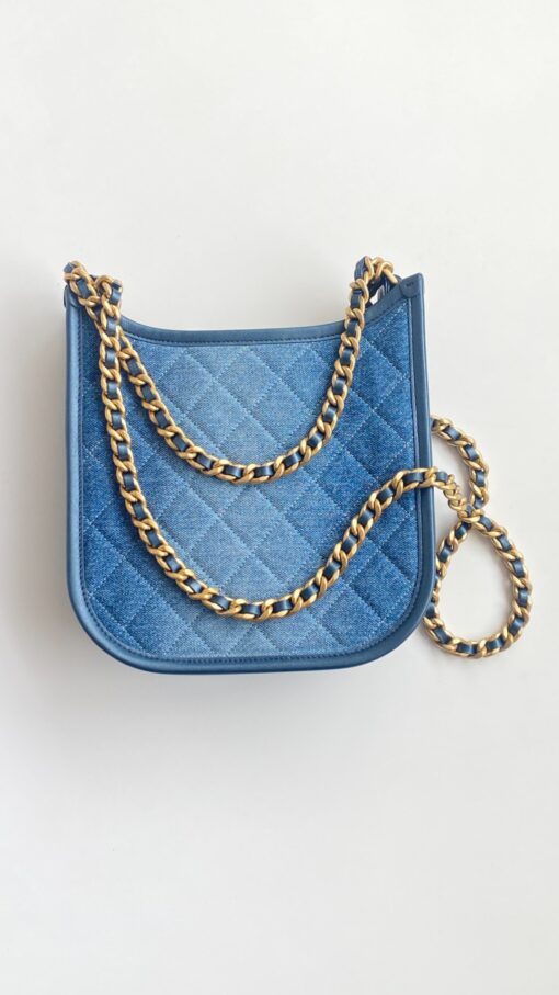 Chanel 24S Denim Blue Hobo Bag For Women 9,5in/24cm - Image 6