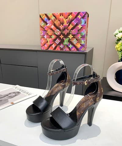 Louis Vuitton Women's Afterglow Platform Sandal Black And Brown For Women LV