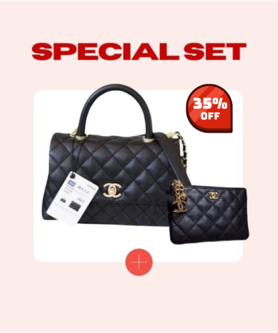 Special Set Chanel Coco: Top Handle Bag + Classic Mini Pouch Wallet