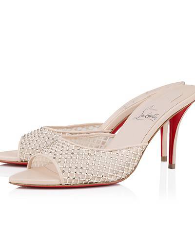 Christian Louboutin Apostropha Mule Mesh Strass Beige For Women