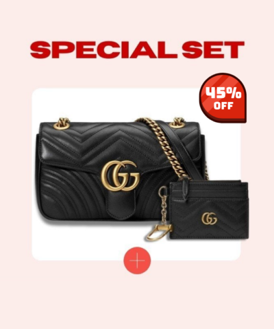 Special Set Gucci: Marmont Small Matelasse Shoulder Bag + Marmont Keychain Wallet