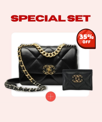 Special Set Chanel: 19 HandBag + Card Holder Wallet