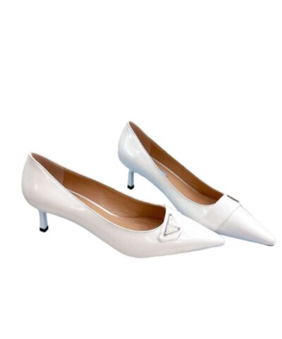 Prada Soft Pointed Heel Pumps White For Women