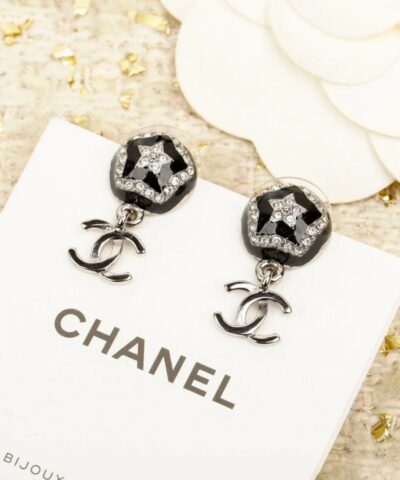 Chanel Star Earrings Black For Women