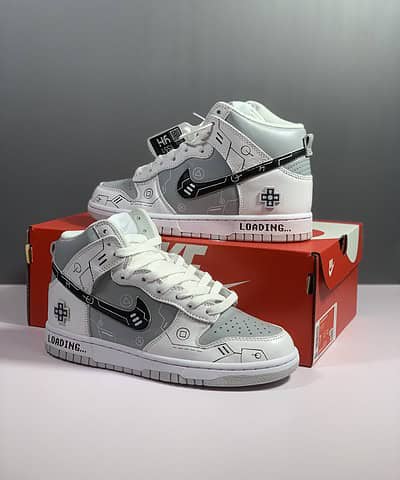 Nike Dunk High Top “Video Game” White Grey Black PS5 Loading Sneaker For Men, Men's Shoes