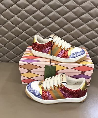 Gucci Lovelight Screener Sneaker Glitter Red For Women GG Shoes 710534 FAAKU 4942