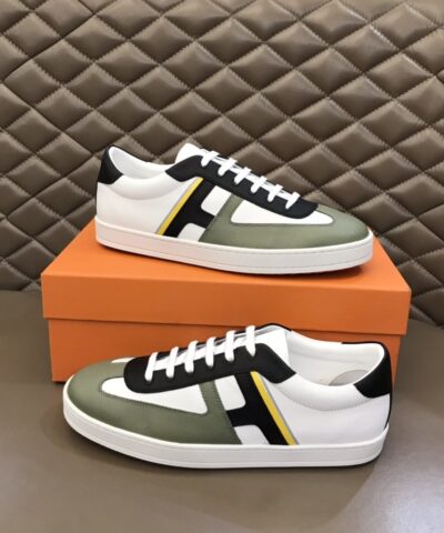 Hermes Boomerang Sneaker White/Green/Black For Men H211861ZHLN400