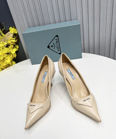 Prada Brushed Slingback Pumps Beige For Women PRD
