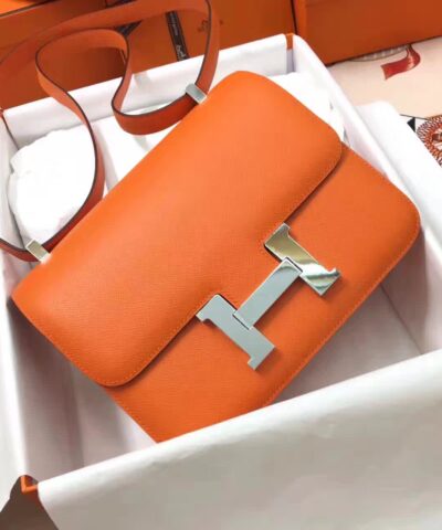 Hermes Constance 19 Orange Silver Hardware For Women
