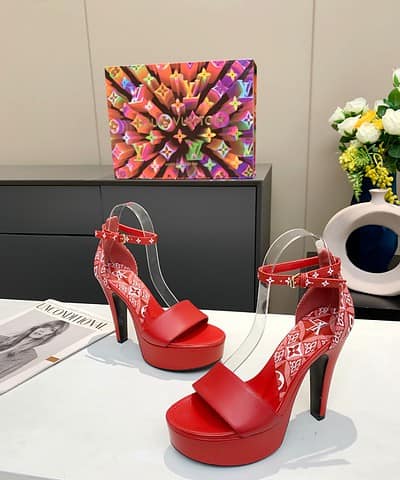 Louis Vuitton Women's Afterglow Platform Sandal Red And White For Women LV