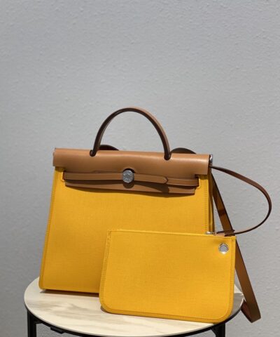 Hermes Herbag Zip Bag Yellow, Silver Toned Hardware Bag For Women, Women’s Handbags, Shoulder Bags 12.2in/31cm