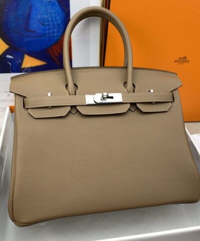 Hermes Birkin 30 Togo Etoupe Bag Silver Hardware For Women, Women’s Handbags 11.8in/30cm