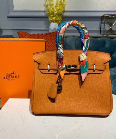 Hermes Birkin Orange Semi Handstitched With Gold Toned Hardware For Women 30cm/11.8in