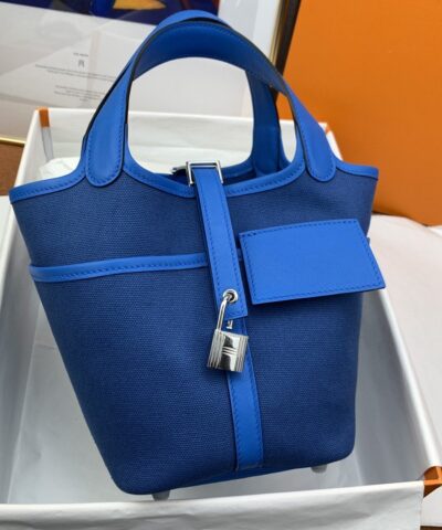 Hermes Cargo Picotin Lock 18 Blue, Silver Toned Hardware Bag For Women, Women’s Handbags, Shoulder Bags 7.1in/18cm