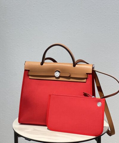 Hermes Herbag Zip Bag Red, Silver Toned Hardware Bag For Women, Women’s Handbags, Shoulder Bags 12.2in/31cm