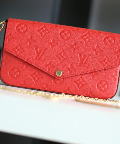 Louis Vuitton Pochette Felicie Monogram Empreinte Red For Women, Women’s Wallets 8.3in/21cm LV