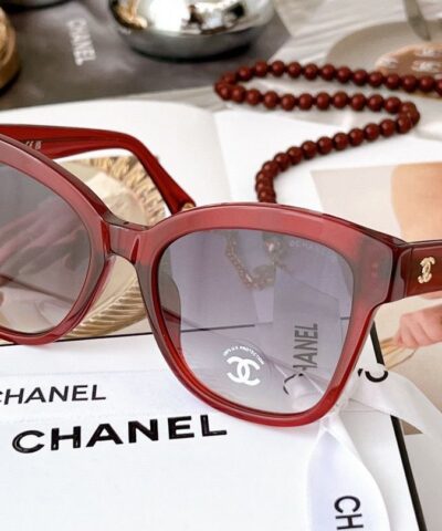 Chanel Sunglasses Squares Red For Women