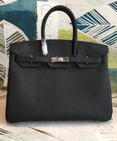 Hermes Birkin Black For Women Silver Toned Hardware 11.8in/30cm