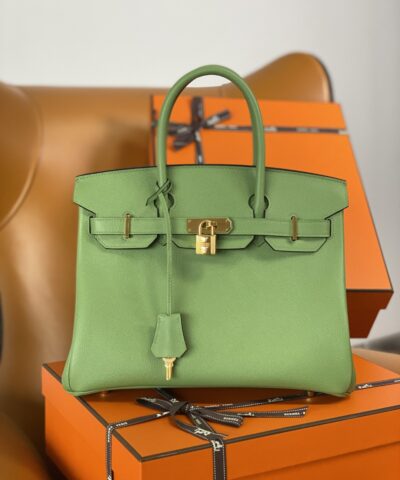 Hermes Birkin Nata Swift Green For Women Gold Toned Hardware 11.8in/30cm