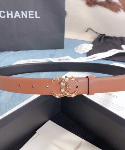 Chanel Belt With Double C Buckle Light Orange Gold Toned Hardware Women Belt