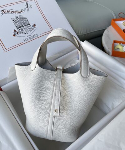 Hermes Picotin Lock 18 Bag White For Women, Women’s Handbags 7.1in/18cm
