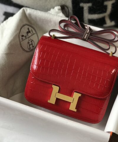 Hermes Mini Constance Bag Red For Women Gold Color Hardware 7.1in/18cm