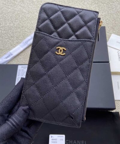 Chanel CO-CO Mini Pouch Wallet 19.5cm/7.7in Gold Hardware For Women Black