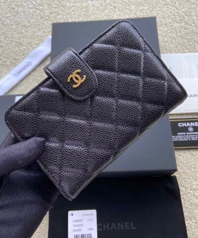 Chanel CO-CO Flap Wallet 15cm/5.9in Gold Hardware For Women Black