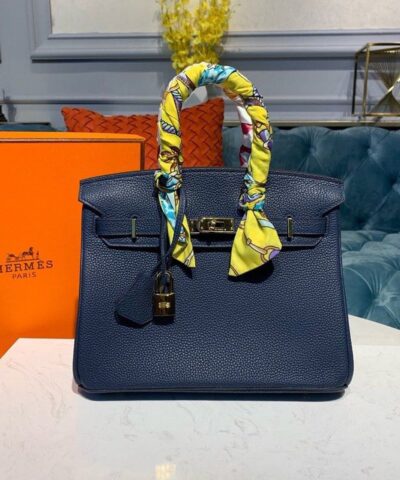 Hermes Birkin Dark Blue Semi Handstitched With Gold Toned Hardware For Women 30cm/11.8in