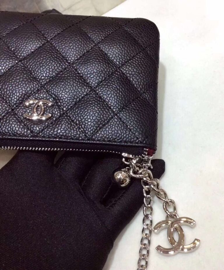 Alternative view of Chanel CO-CO Classic Mini Pouch Wallet 14cm/5.5in Silver Toned Hardware For Women Black