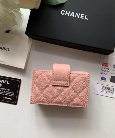 Alternative view of Chanel CO-CO Card Holder Wallet 10cm/3.9in Gold Toned Hardware For Women Pink